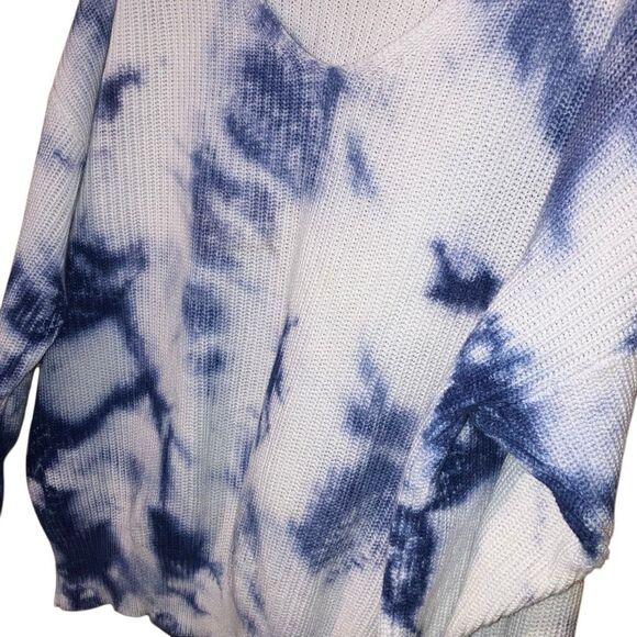 By Anthropologie V-Neck Tie-Dye Tight Knit Dolman 100% Cotton Sweater #759 - Picture 6 of 10